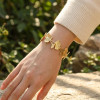 Bracelet manchette à feuilles de ginkgo sculptées - 1