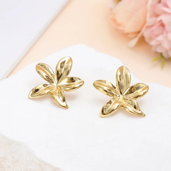 Boucles d’oreilles en forme de fleur à pétales bombés - 2