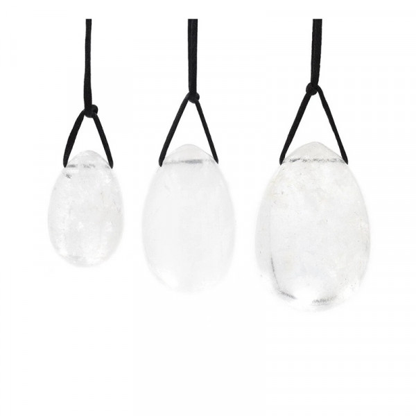 Œuf de Yoni en cristal de roche (3 pièces) - 1