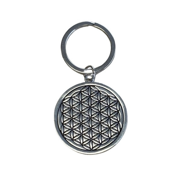 Porte-clés métal argenté Fleur de vie - 1