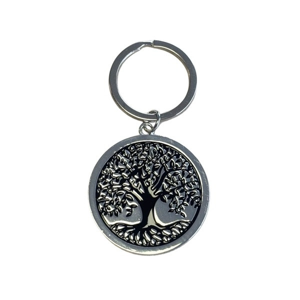 Porte-clés métal argenté Arbre de vie - 1