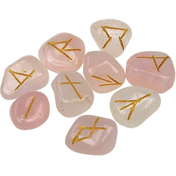 Runes divinatoires en Quartz Rose - 25 pièces - 2