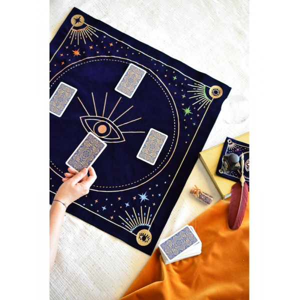 Nappe de divination bleue Message à l'univers - Nappe Tarot, Oracle et Rituel Spirituel - 2