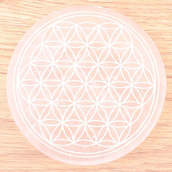 Plaque de Rechargement Sélénite Fleur de Vie 70 à 80mm - 1