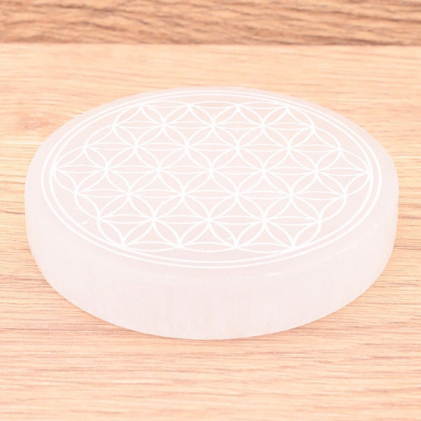 Plaque de Rechargement Sélénite Fleur de Vie 70 à 80mm - 2