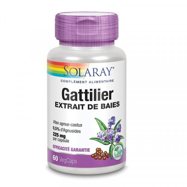 Gattilier Solaray 225 mg – 60 capsules | Cycle et équilibre hormonal - 1