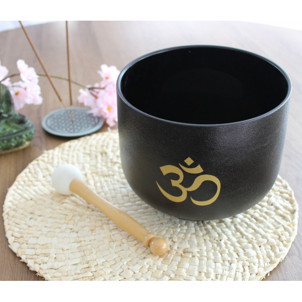 Bol Chantant en Cristal OM Noir 20 cm – Méditation, Sonothérapie & Relaxation - 2