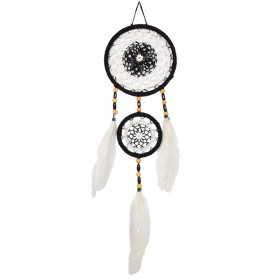 Attrape-rêves Plumes Noir et Blanc 15 cm – Protection et décoration bohème - 1