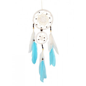 Attrape-Rêves Plumes Bleues et Blanches 15 cm - Protection Spirituelle - 1