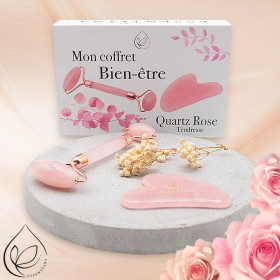 Coffret Gua sha et rouleau de massage Quartz Rose - Rituel Beauté & Anti-Âge - 1