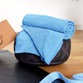 Serviette de yoga antidérapante bleue - Stabilité, Confort et Hygiène - 1