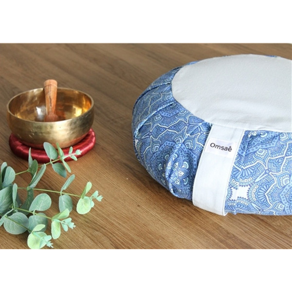 Zafu en Sarrasin Mandala Bleu – Coussin de Méditation, Yoga Bio Confort - 3