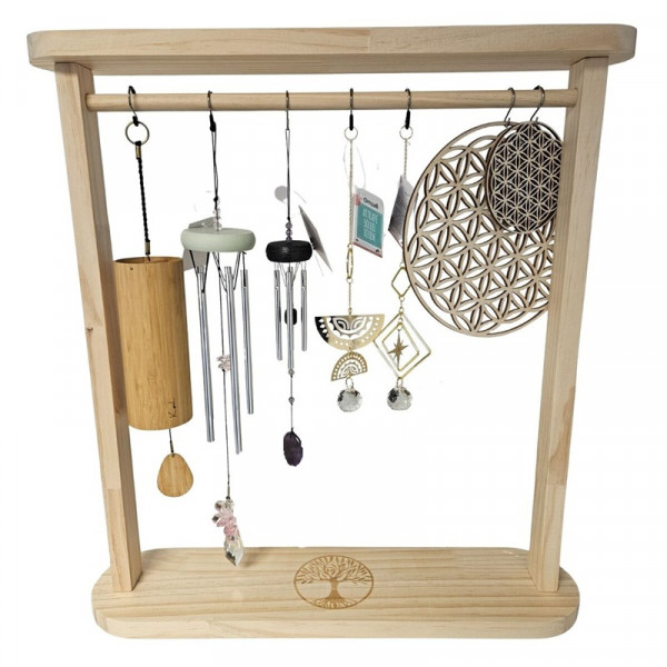 Présentoir en bois pour carillons – Support élégant avec motif arbre de vie - 1