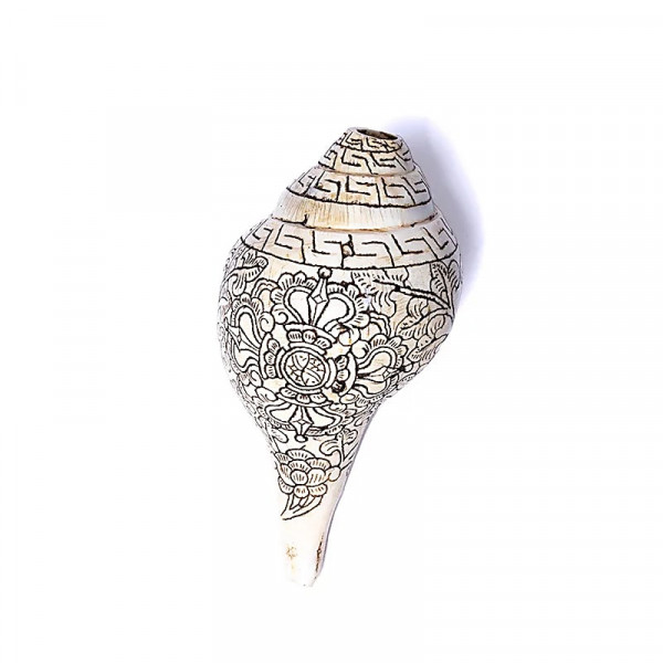 Conque tibétaine de Pudja gravé d'un double Dorje - Instrument spirituel - 2
