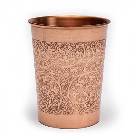Gobelet en cuivre motif floral gravé 250 ml - Bien-être Ayurvédique - 1