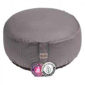 Coussin Zafu de méditation Gris coton BIO (OCS) - Confort & Posture - 1
