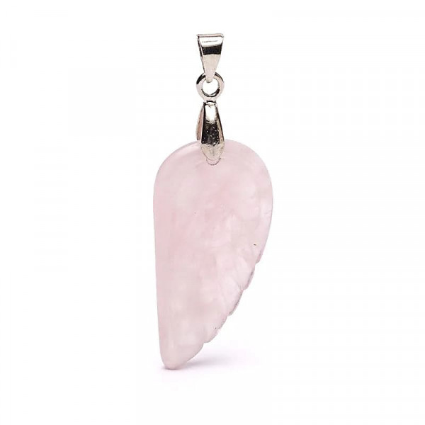 Pendentif Ailes d’Ange en Quartz Rose 3 cm - 1