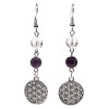 Boucles d’oreilles Fleur de Vie Cristal de Roche & Améthyste 8mm - 1