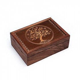 Boîte Tarot Bois Arbre de Vie 17,5x13x6,5 cm - Coffret Spirituel Gravé - 1