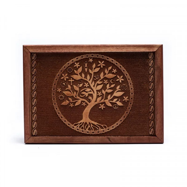 Boîte Tarot Bois Arbre de Vie 17,5x13x6,5 cm - Coffret Spirituel Gravé - 1