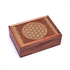 Boîte Tarot Bois Fleur de Vie 17,5 cm - Coffret Ésotérique Premium - 1