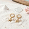 Boucles d’Oreilles Créoles Dorées Étoile & Perle - Bohème Chic - 2