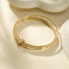 Bracelet Trois Rangs à Motifs avec Barre Sertie - 1