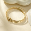 Bracelet Trois Rangs à Motifs avec Barre Sertie