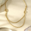 Collier Double Chaîne Femme – Maille Chaîne d’Encre & Détails Ovales Modernes - 1