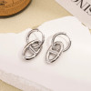 Boucles d’Oreilles Créoles Argentées Pendantes Chaîne d’Encre - Élégance Moderne - 1