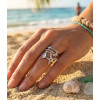 Bague étoile de mer argentée ajustable – Triple anneau chic & strass - 2