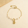 Bracelet Doré Chaîne & Perles Nautile – Élégance Océan Chic - 2