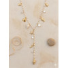 Collier doré en Y perles et charms marins - Acier inoxydable - 2