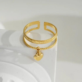 Bague Réglable Cœur Femme – Bijou Amour Élégant Ajustable - 1