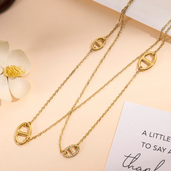 Collier chaîne d’encre sautoir strass – Bijou élégant femme tendance - 2