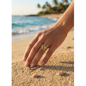Bague Étoile de Mer Ajustable Dorée – Bijou Marin Tendance Femme Été - 1