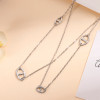 Collier sautoir argenté maillons chaîne d’ancre & strass - 2