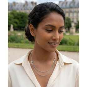 Collier Acier Inoxydable Argenté Double Chaîne & Maille Chaîne d'Ancre - 1