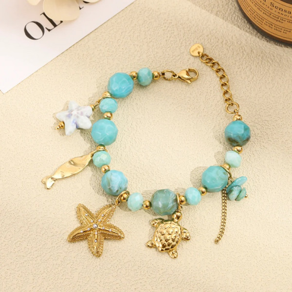 Bracelet Marin Perles & Charms Acier Inoxydable Femme - 2