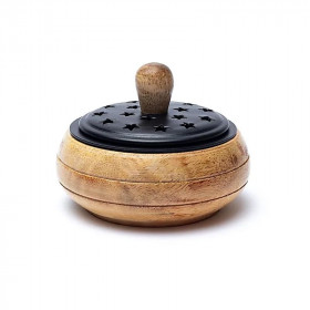 Brûleur d’encens en bois de manguier 9x7cm – Élégance & Zen - 1