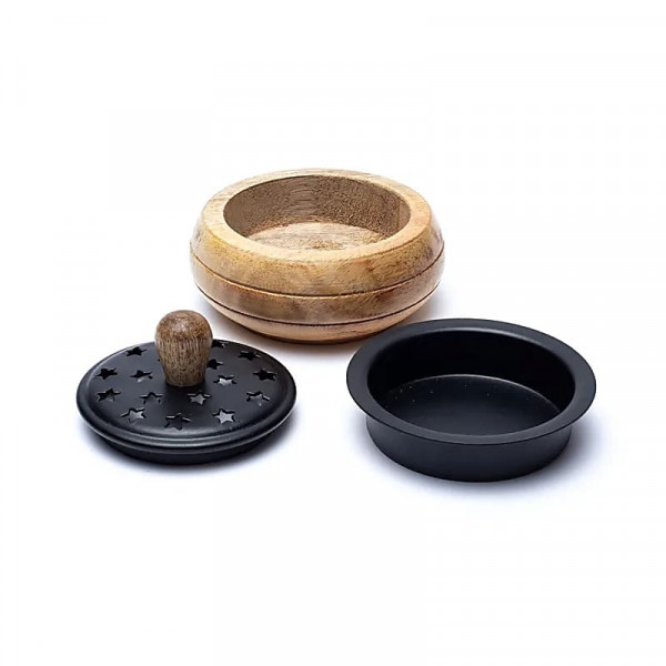 Brûleur d’encens en bois de manguier 9x7cm – Élégance & Zen - 3