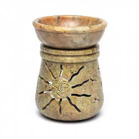Brûleur d’Huile et Fondant de Cire Soleil & Lune en Stéatite 10x7,5 cm - 2