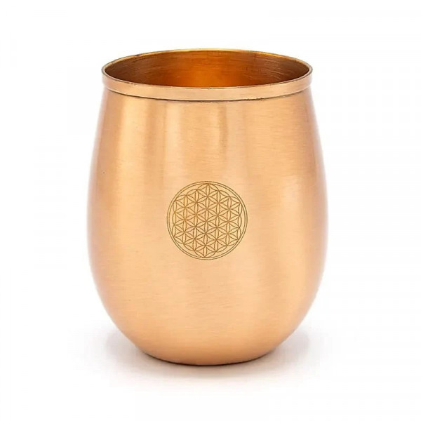 Gobelet en Cuivre Fleur de Vie 350 ml – Verre Ayurvédique Premium - 1