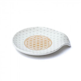 Porte Sachet de Thé Fleur de Vie en Porcelaine - Accessoire Zen & Spirituel - 1