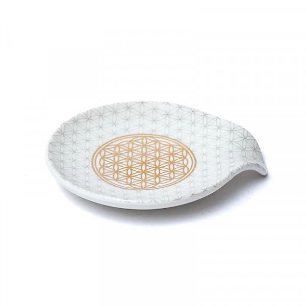 Porte Sachet de Thé Fleur de Vie en Porcelaine - Accessoire Zen & Spirituel - 1