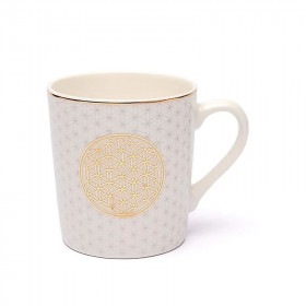Tasse à Café Fleur de Vie Blanc/or 250 ml - Mug Énergétique - 1