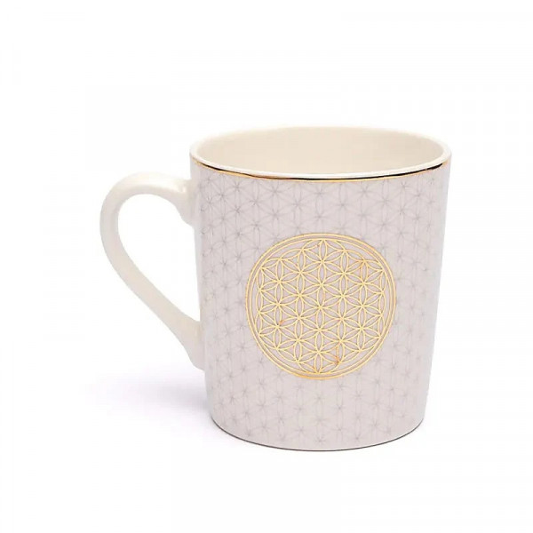 Tasse à Café Fleur de Vie Blanc/or 250 ml - Mug Énergétique - 2