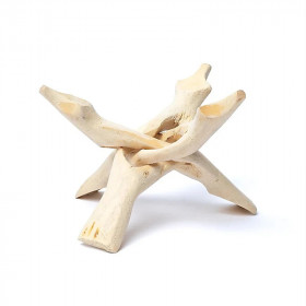 Support Coquille d’Ormeau 15 cm - Trépied Bois Naturel pour Fumigation - 1