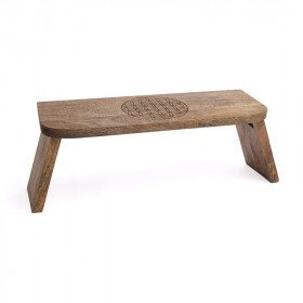 Banc de Méditation Fleur de Vie en Bois de Manguier 48 cm - 1