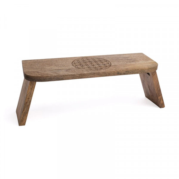 Banc de Méditation Fleur de Vie en Bois de Manguier 48 cm - 1